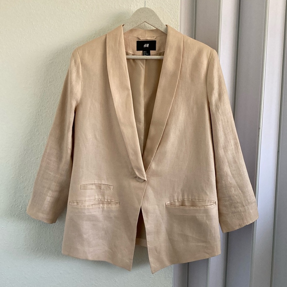 H&M Cream 100% Linen Blazer Jacket